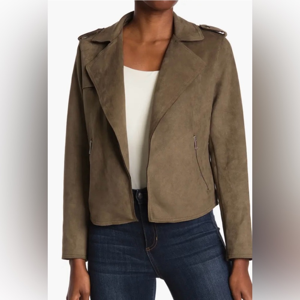 Faux Suede Crop Moto Jacket